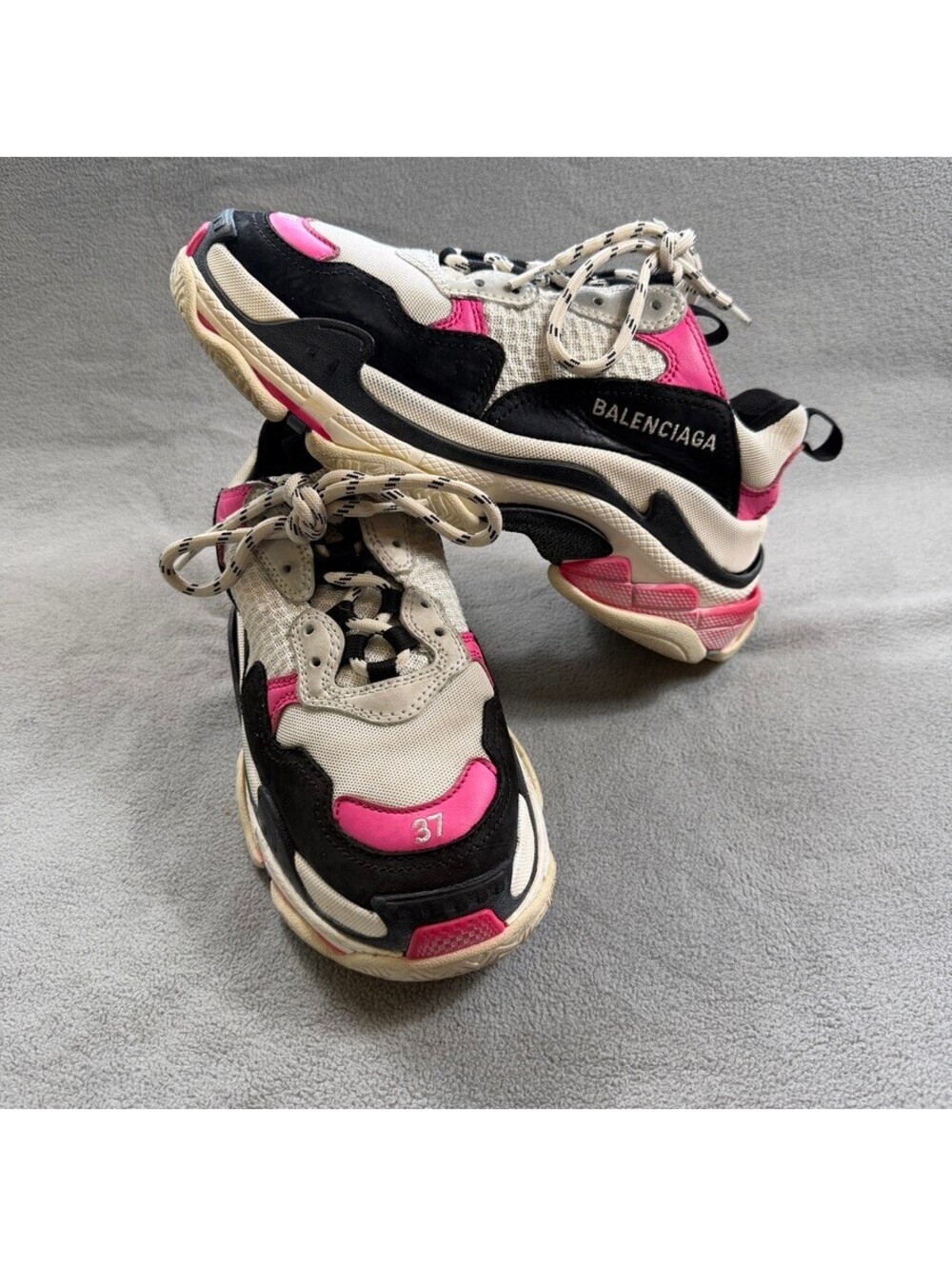 Balenciaga Triple S Women’s Sneakers Rose Fluo Pink Black White EU 37 US 7
